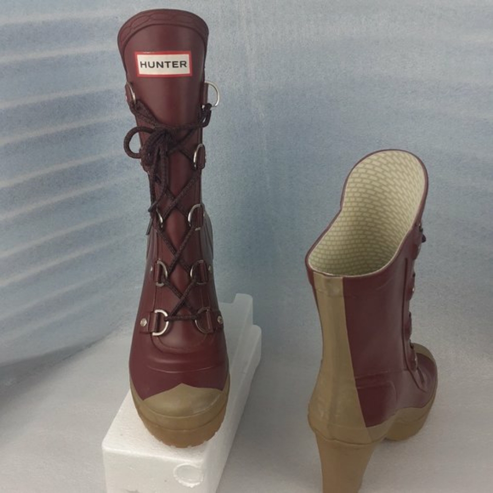 New & Rare! HUNTER Gabby Rubber Rain Boots! Sz 8 Faux Laces. - Picture 5 of 6